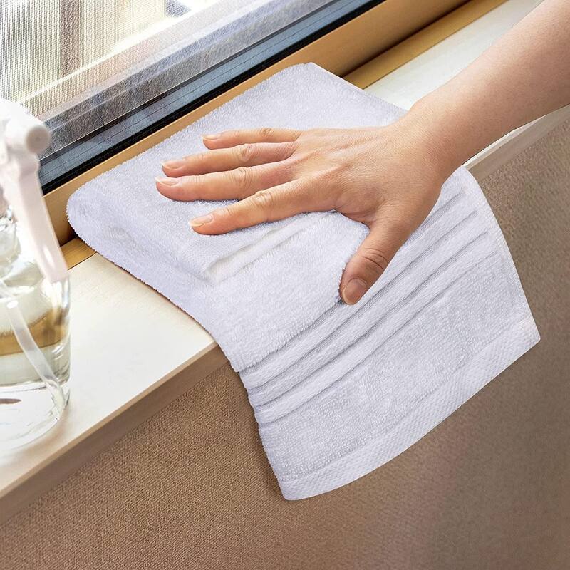 12 Pack Cotton Washcloths 12x12 - Soft, Absorbent, White Towels