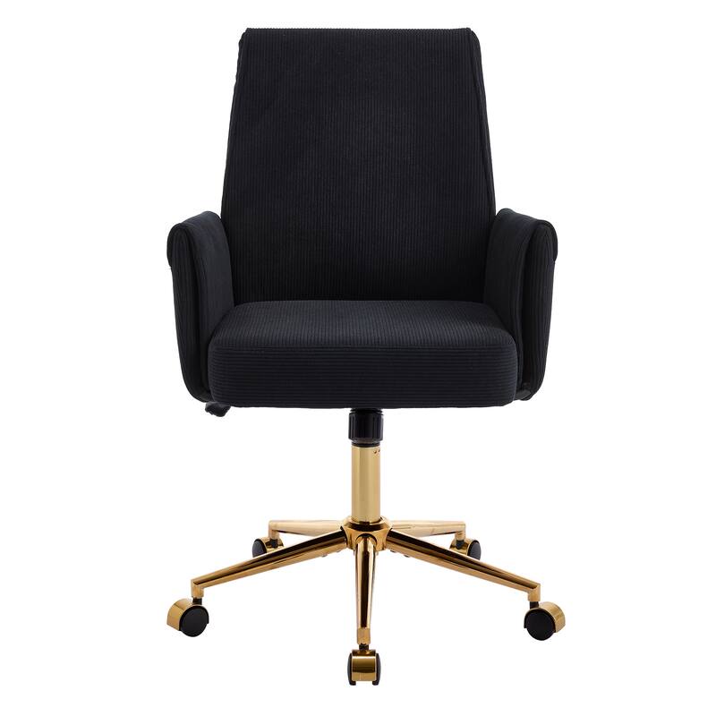 Corduroy Swivel Office Chair with Wheels, Ergonomic High Back Task Chair, Upholstered Accent Chair with Adjustable Height
