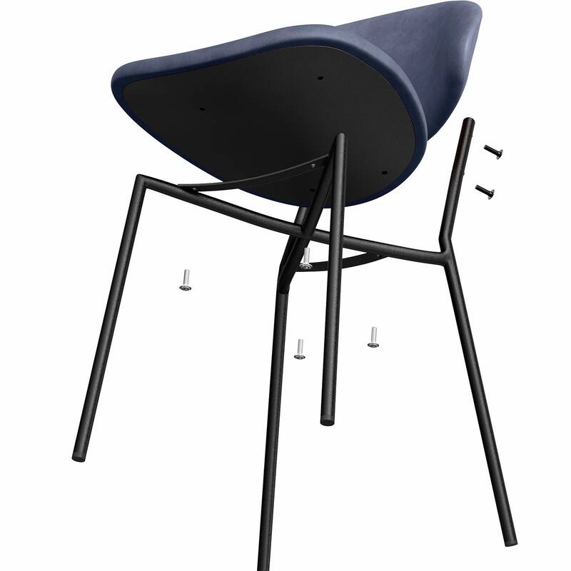 Set of 4 Mid-Century Dining Chairs - PU Leather, Curved Back