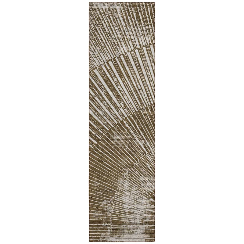 Machine Washable Indoor/ Outdoor Modern Fan Chantille ARug