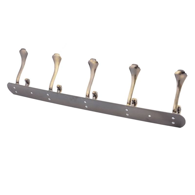 Home 5 Hooks Design Wall Mounted Coat Hat Rack Hook Holder Bronze Tone - Bronze Tone
