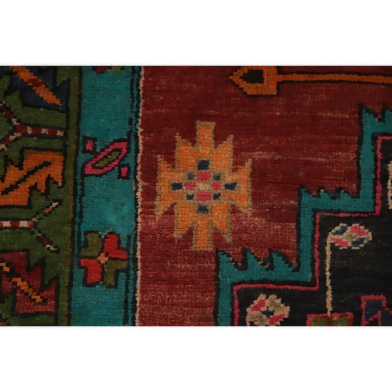 Hand Knotted Oriental 100% Wool Carpet Traditional Geometric Oranges & Rust Ardebil Runner Rug - 10' 2'' X 3' 9''