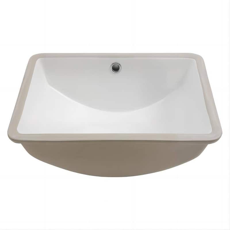 Dornberg 18.5"x14" White Ceramic Rectangular Undermount Bathroom Sink with Overflow - White