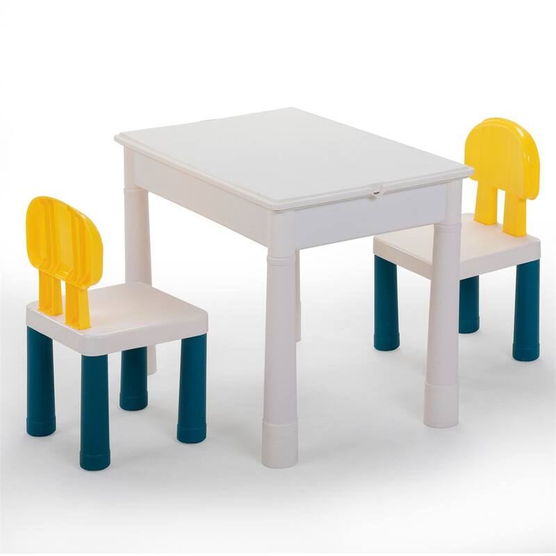Children's Building Blocks Desk and Chair Set with DIY Building Blocks