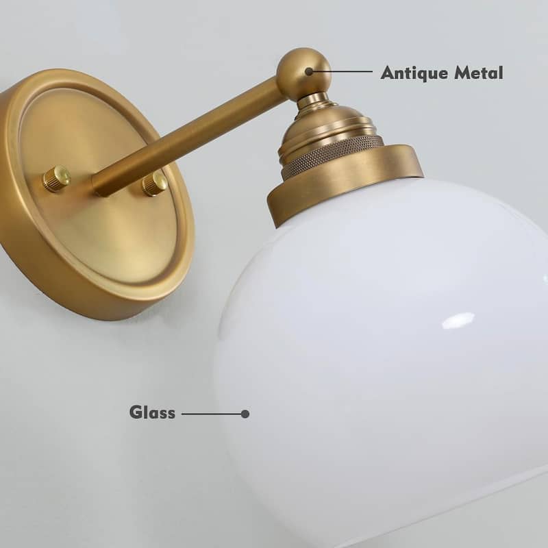 Modern mounted light antique brass vanity light glass, metal wall light