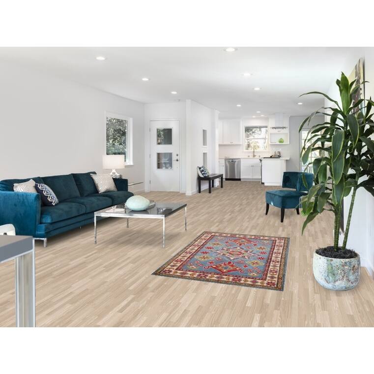 Light Blue Kazak Accent Rug Handmade Wool Carpet - 3'3" x 5'1"