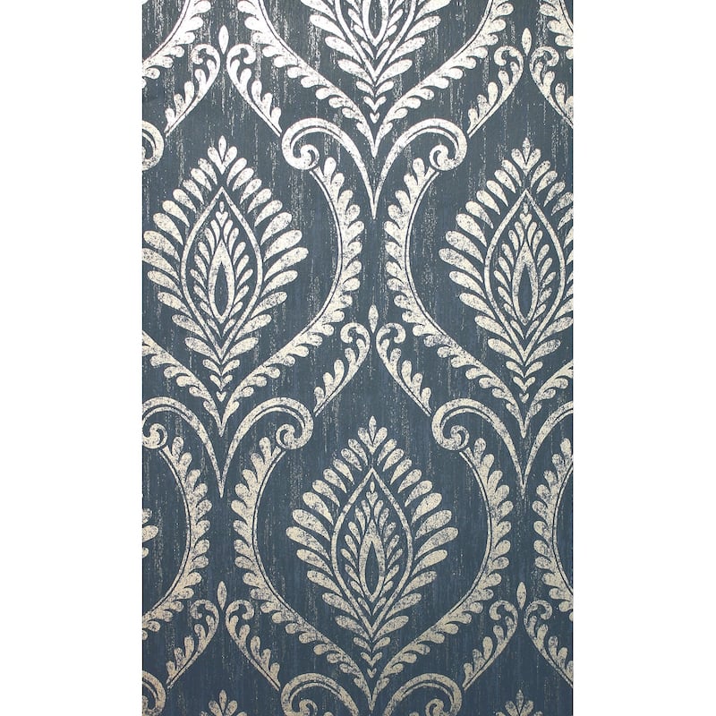 Fine Decor Estelle Navy Damask Wallpaper