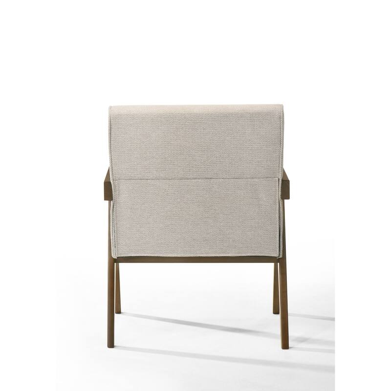 Modrest Joseline Modern Beige Fabric & Walnut Accent Chair (Set of 2)