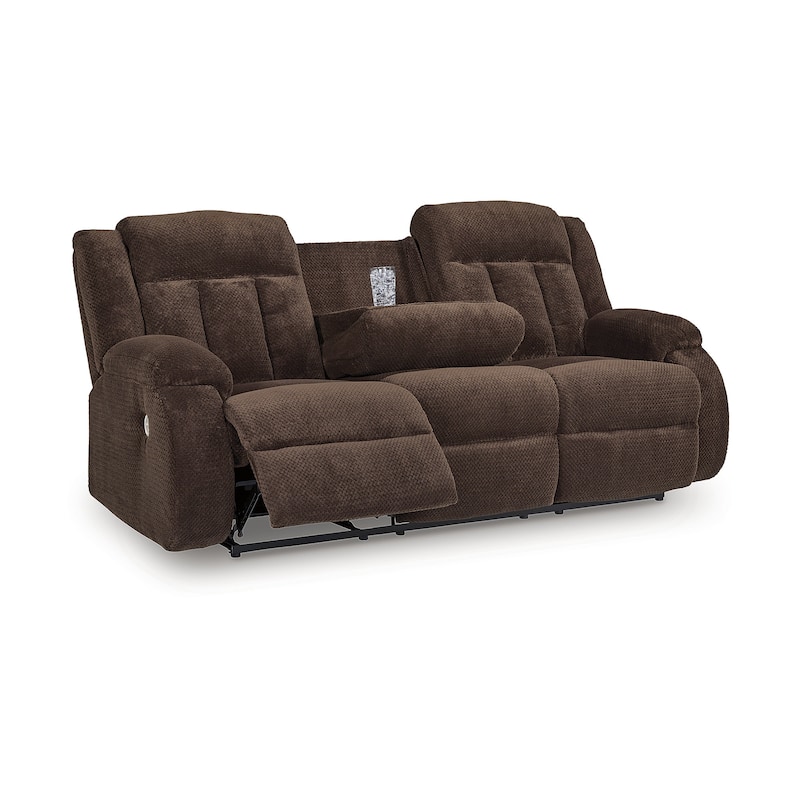 Signature Design by Ashley Free Wake Power Reclining Sofa with Drop Down Table - 85"W x 40"D x 40"H