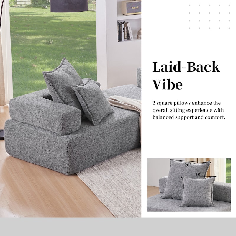 Oversized U-Shaped Modular Sectional Sofa with Boucle Fabric & No-Assembly Design