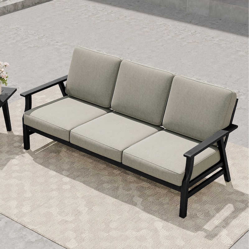 Casual Wood Cushioned 5-Piece Outdoor Patio Conversation Set