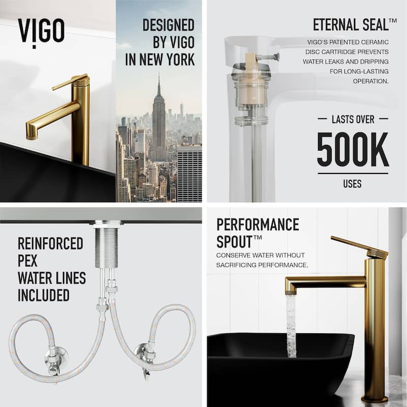 VIGO Sterling 11" H Single Handle Single Hole Bathroom Vessel Faucet