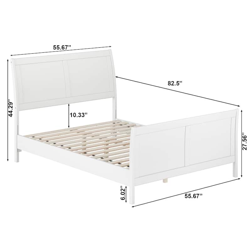 Valencia Solid Wood Low Profile Sleigh Platform Bed with Matching Footboard