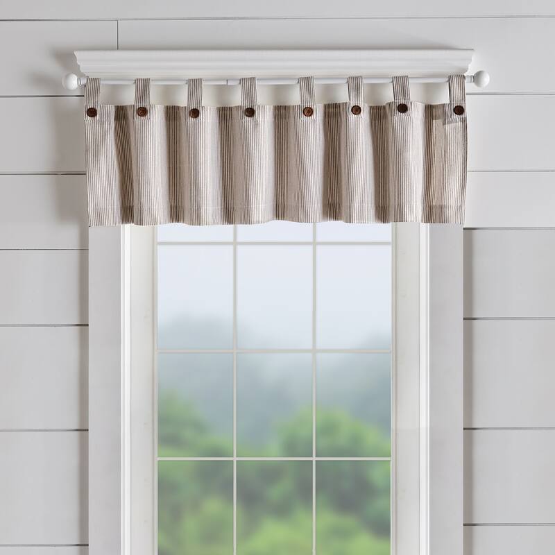 Tucker Ticking Stripe Kitchen Curtain Valance - 60"w x 15"l - 60"w x 15"l - Tan