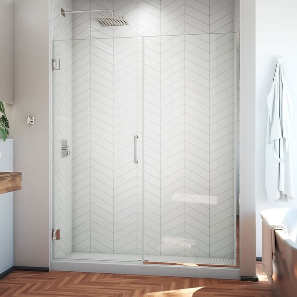 slide 2 of 24, DreamLine Unidoor Plus 58-58 1/2 in. W x 72 in. H Frameless Hinged Shower Door - 58" - 58.5" W - 58" - 58.5" W