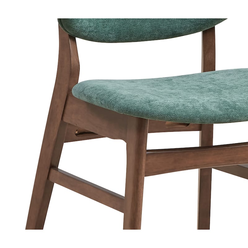 Fabric Upholstered Side Chair Set of 2 with Wood Finish Padded Seat