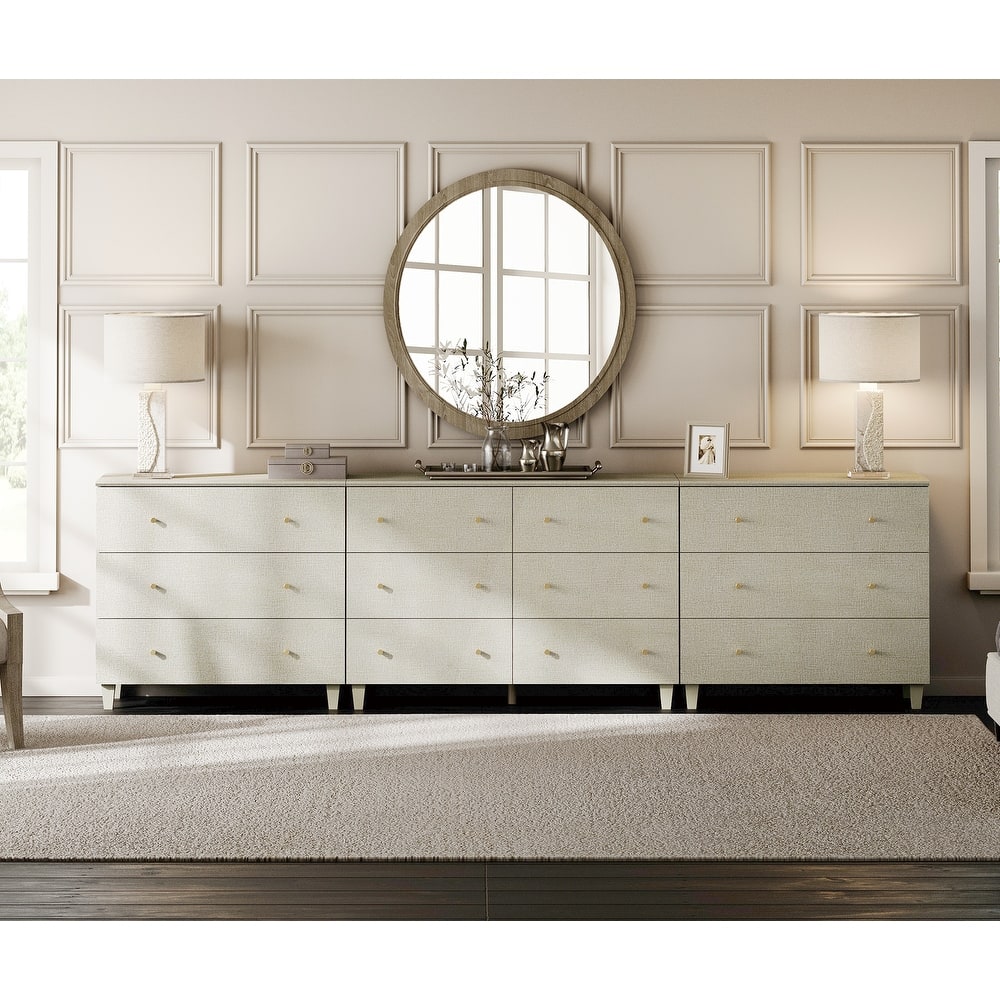 12 Drawers Modern Wood Dresser for Bedroom, 118" Wide