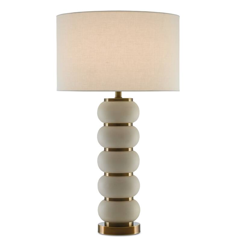 Currey & Company Luko Table Lamp - 32.5"h x 18"w x 18"d - 32.5"h x 18"w x 18"d - White Mud/Antique Brass