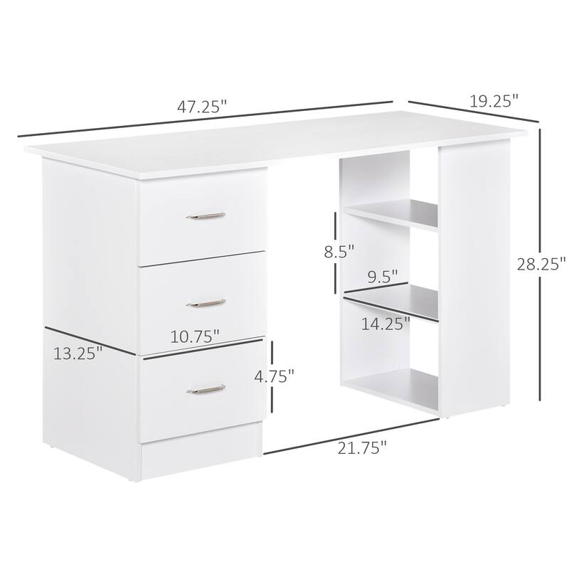 47" Modern Home Office Computer Desk Bookcase Combo Writing Table
