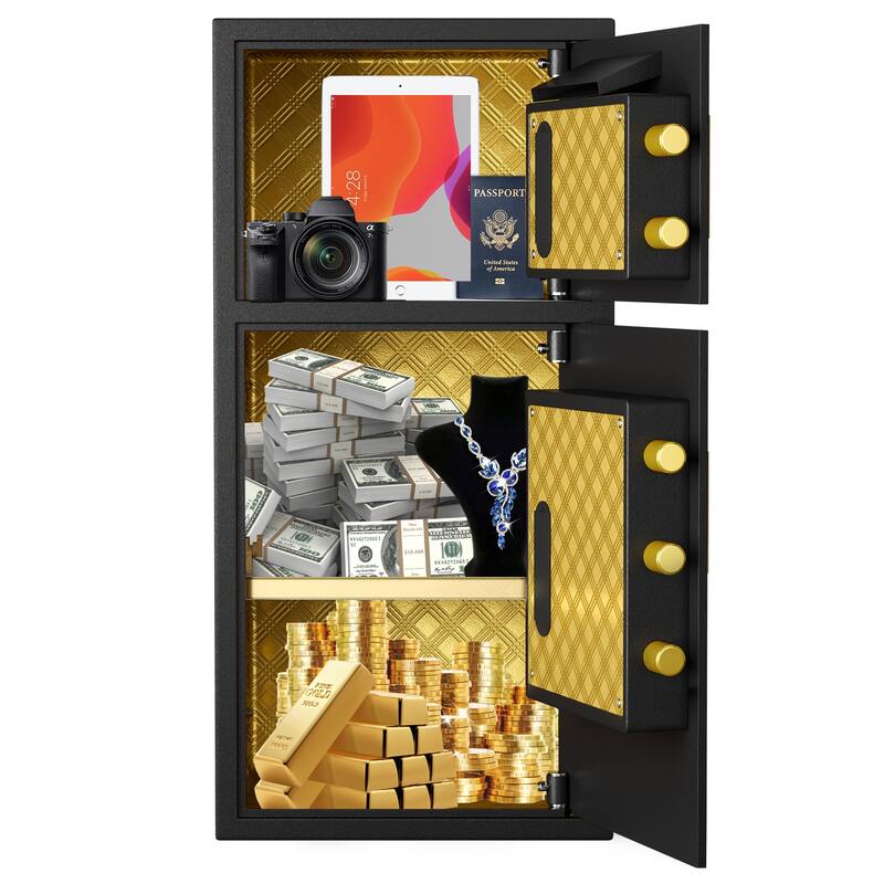 Large Double-door Coin-operated Safe,Digital Security Safe with Fireproof and Waterproof Bag,6.0 Cubic Feet Safe Box