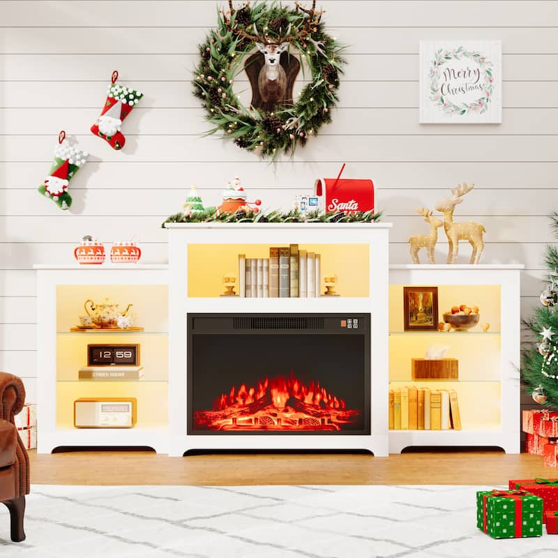 EROMMY Electric Fireplace Heater Mantel TV Cabinet, Media Entertainment Center, Energy Efficient Heater