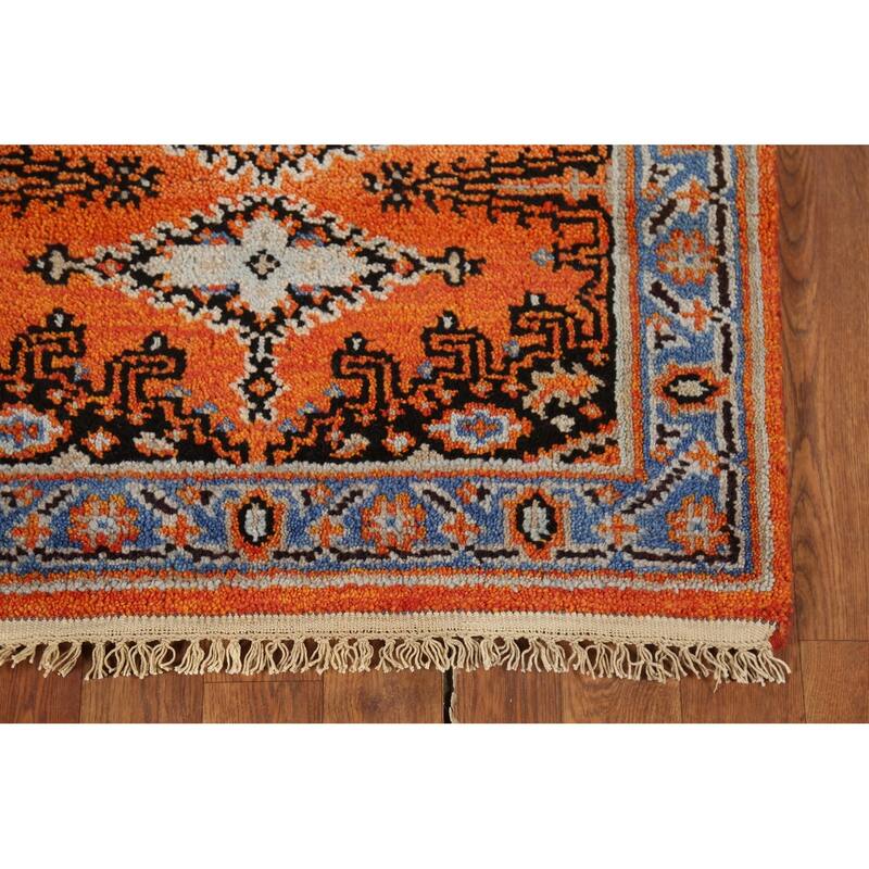 Orange Geometric Viss Oriental Runner Rug Hand-Knotted Wool Carpet - 2'7"x 8'2"