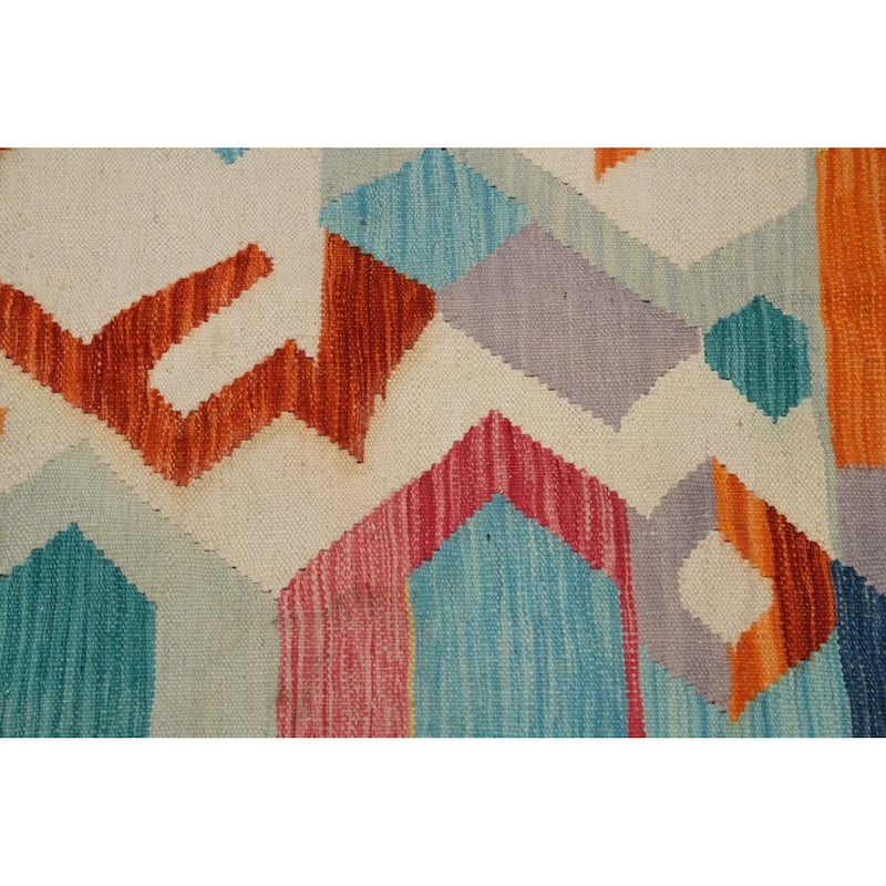 Hand Woven Oriental 100% Wool Carpet Southwestern Tribal Multi-Colored Kilim Area Rug - 9' 9'' X 6' 8''