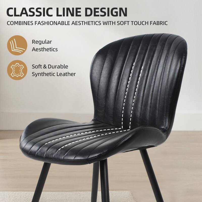 Modern Leather Upholstered Dining Chairs (Set of 2)