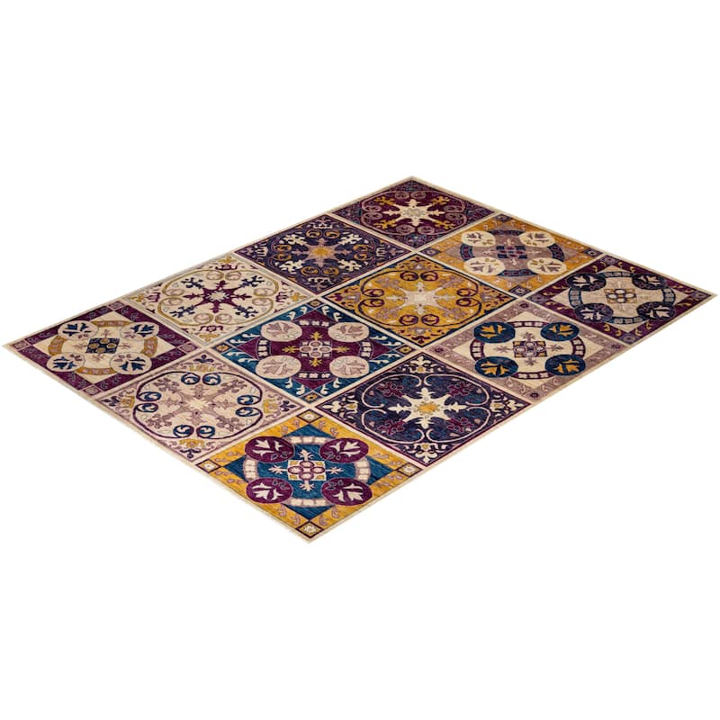 Overton Hand Knotted Wool Vintage Inspired Modern Contemporary Eclectic Multi Area Rug - 9' 0" x 11' 4"