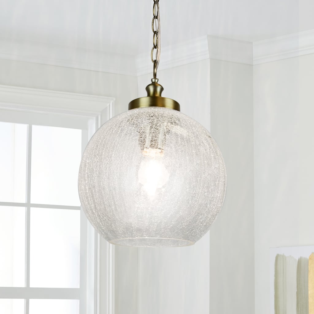 Globe 11" Clear Crackle Pendant Lamp