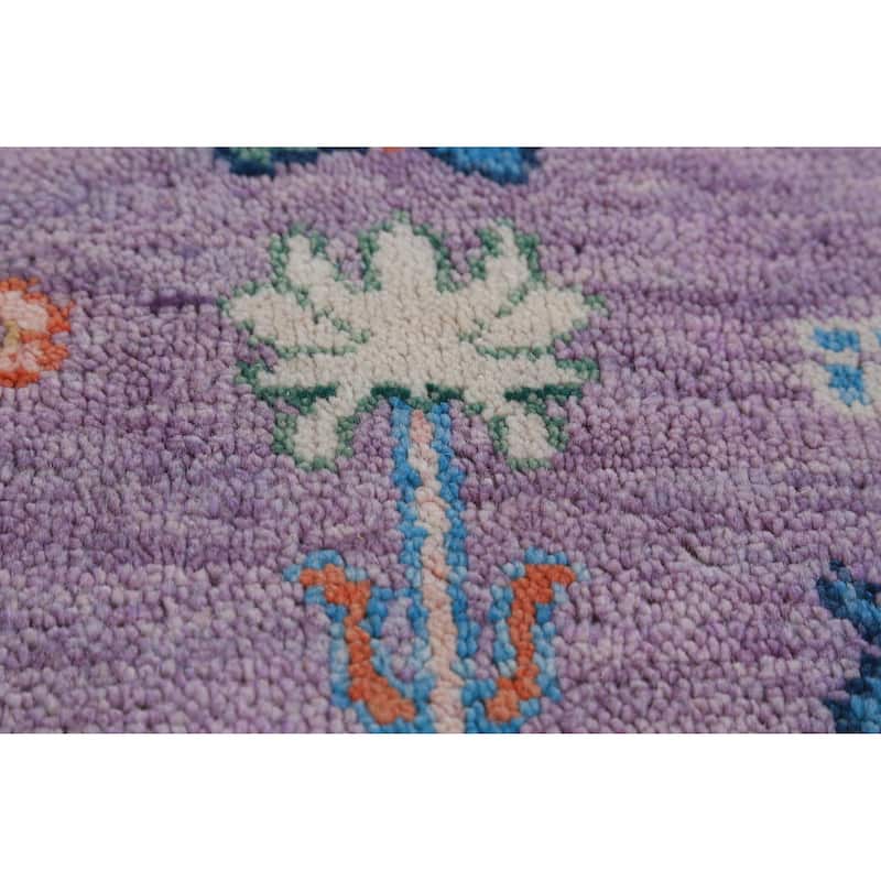 All-Over Purple Floral Oushak Indian Large Rug Handmade Wool Carpet - 7'11" x 15'10"