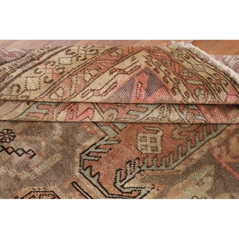 Animals Tribal Meshkin Persian Vintage Runner Rug Handmade Wool Carpet - 3'9"x 10'9"