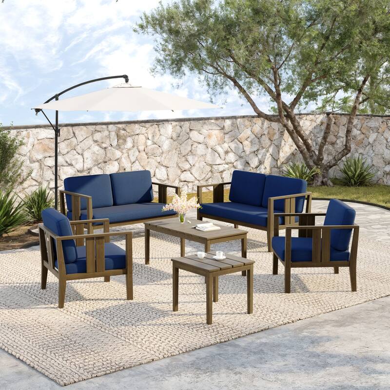 Teak Wood 6-Piece Outdoor Conversation Set with Table