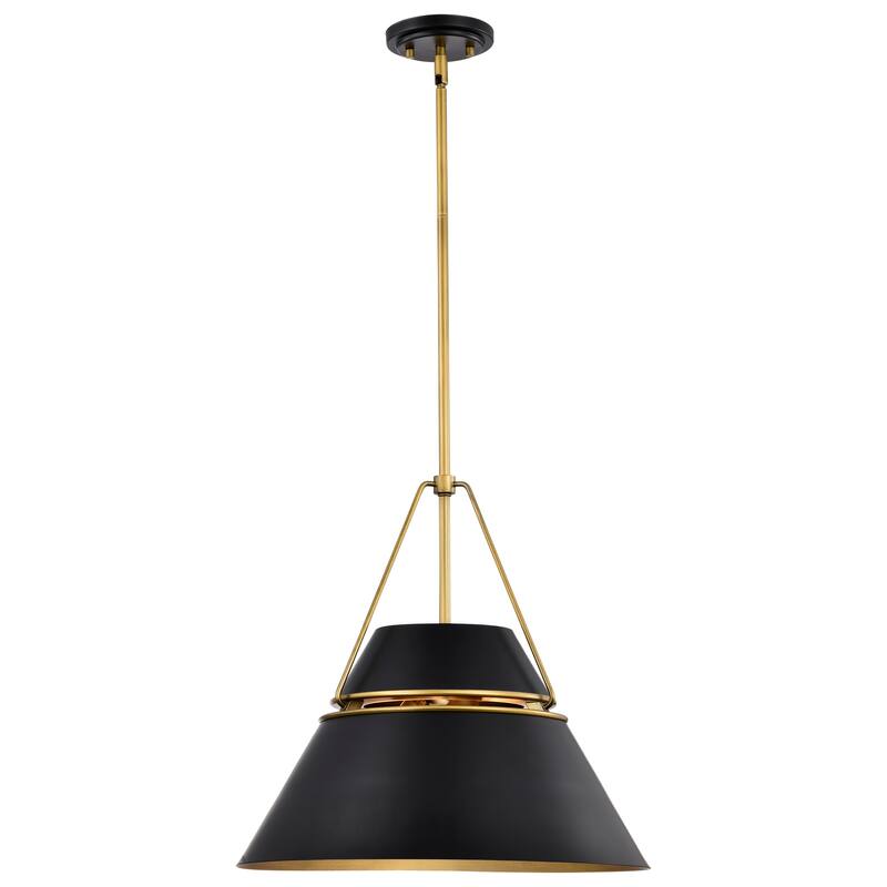 Adina 3 Light Large Pendant - Matte Black and Natural Brass Finish
