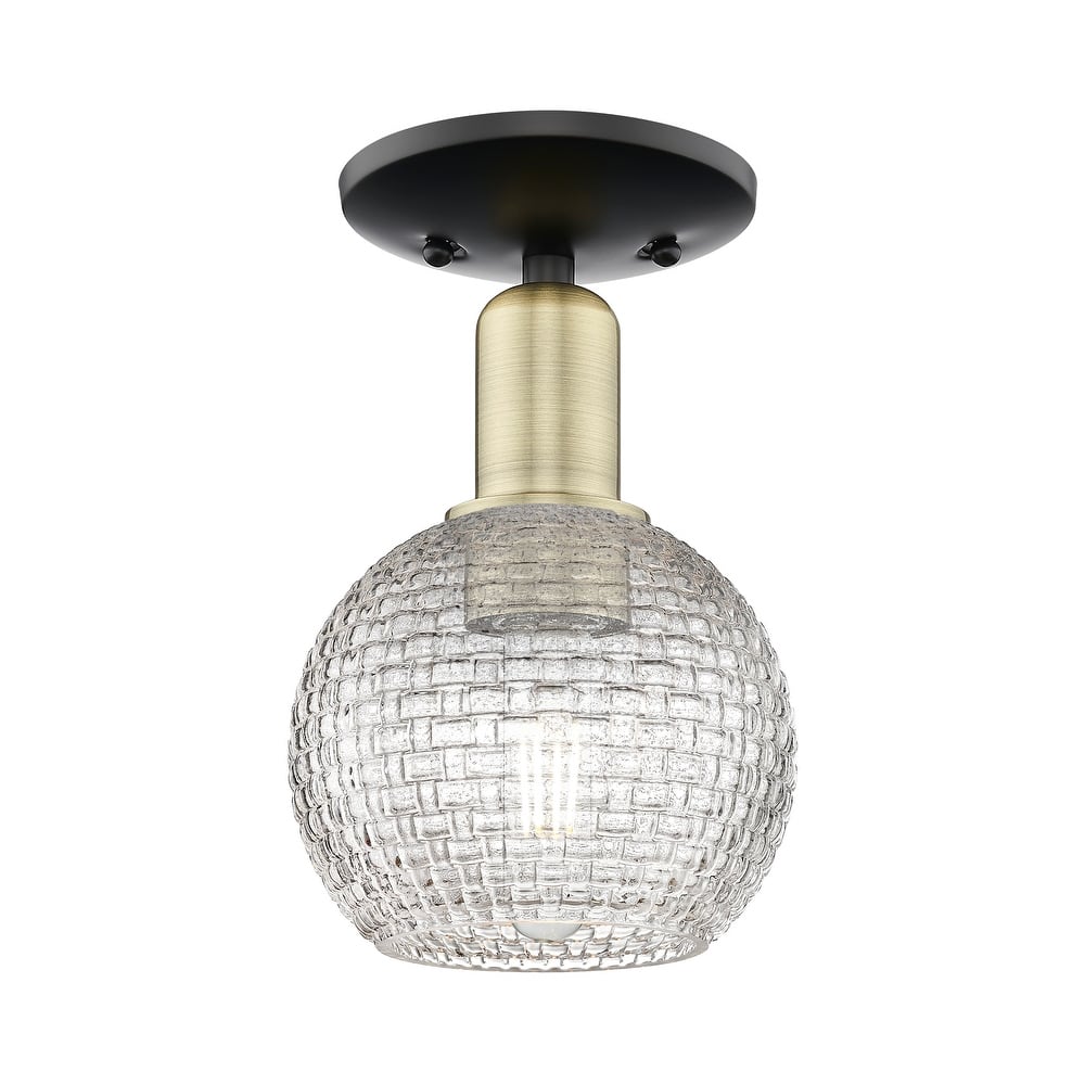 Innovations Lighting Endless Possibilities Arcadia - Athens - 1 Light 6" Basketweave Semi-Flush Mount