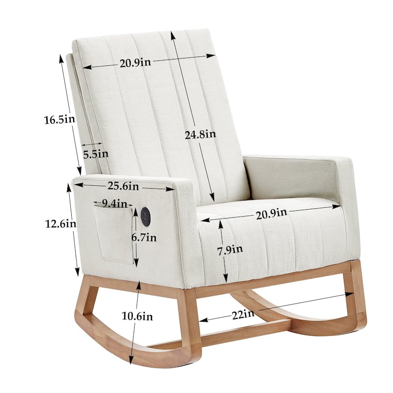 Adjustable Rocking Chair, Nursery Glider Chair with Adjustable High Back and Foot Rest