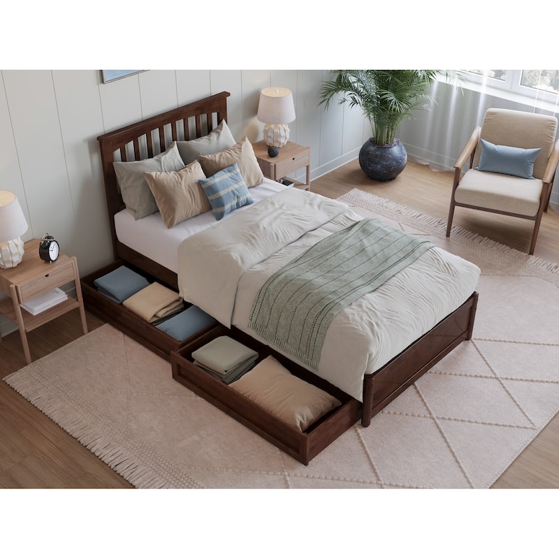 Everett Platform Bed with Panel Footboard and Storage Drawers