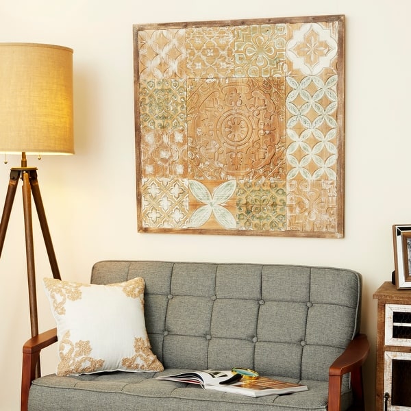 slide 2 of 5, Carved Pattern Wood Wall Decor 33 x 1 - 33 x 1 x 33