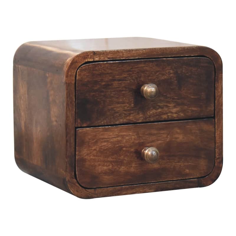 Artisan Furniture Solid Wood Mini Curved California Walnut Wall Mounted Bedside