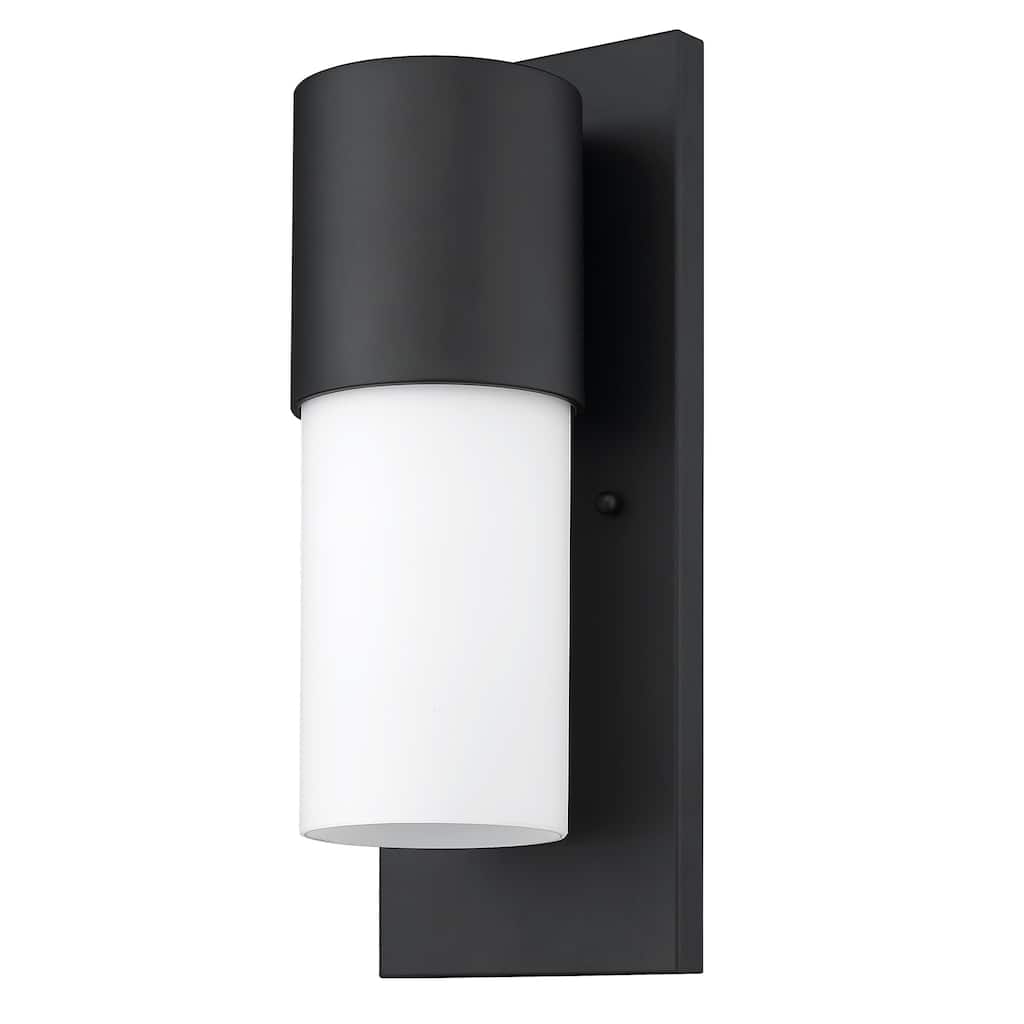 Cooper 1-light Matte Black Outdoor Wall Light w/ Opal Glass
