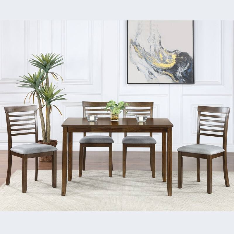 Classic Style Wooden Dining Table Set For 4,Rectangular Dining Table with 4 Dining Chairs for Kitchen or Dining Room
