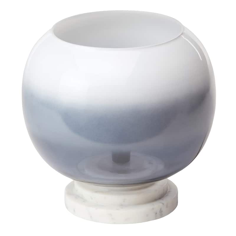 Casey River of Goods White Marble and Blown Glass Globe Shade 13-Inch Accent Lamp - 9.75" x 9.75" x 13"