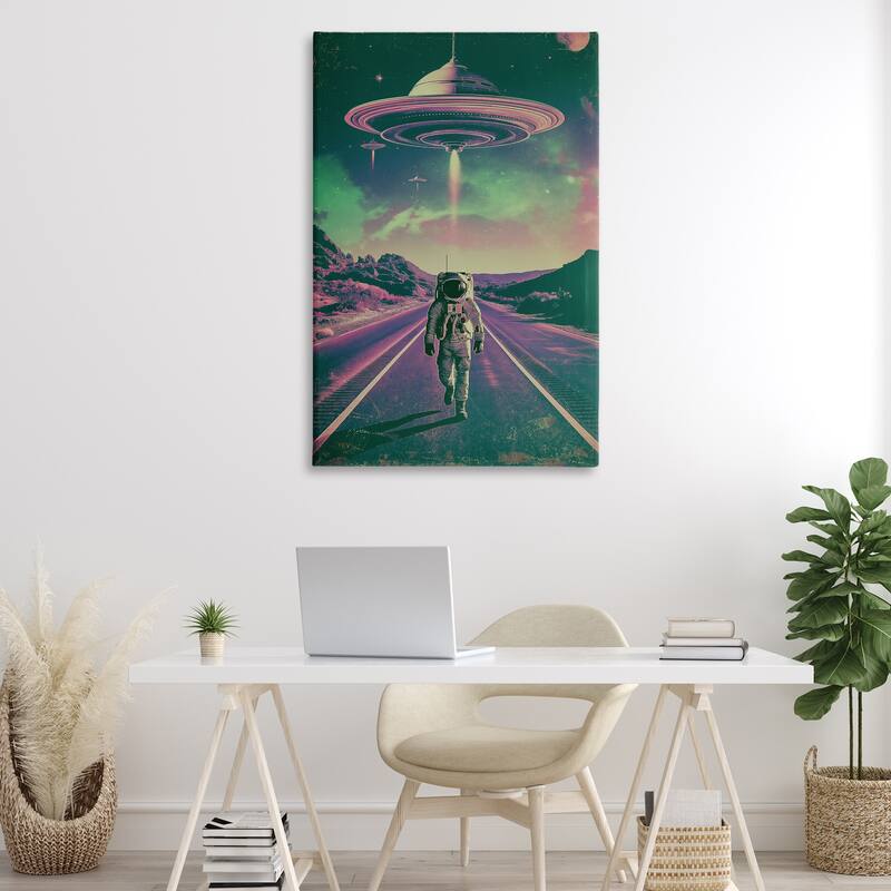 Stupell Astronaut with Overhead UFO Canvas Wall Art Design By Wumples
