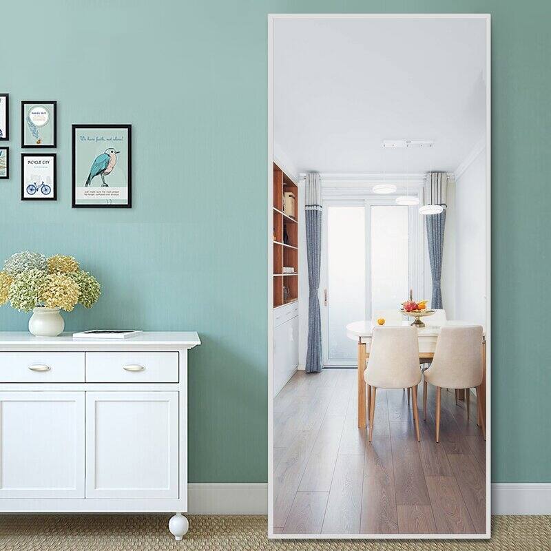 Framed Floor Mirror Standing Holder Full Length Mirrors - 59×20 - Silver