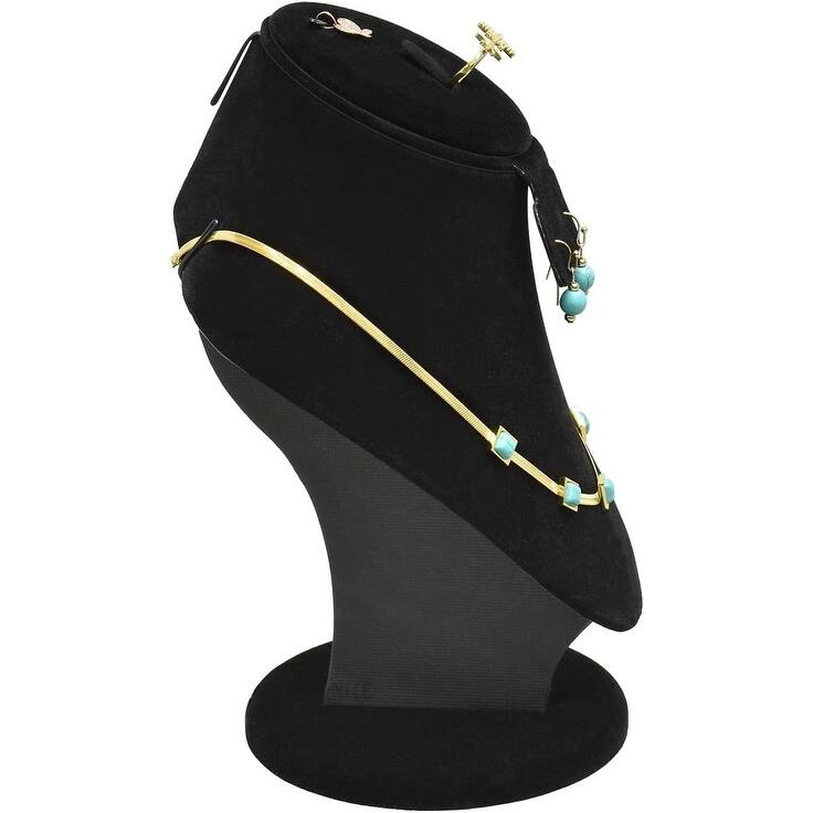 Jewelry Display Necklace Bust , Black Velvet - S