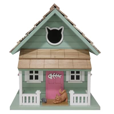 Home Bazaar 8.75" x 6" x 7.5" Kitty Cottage Birdhouse - Green