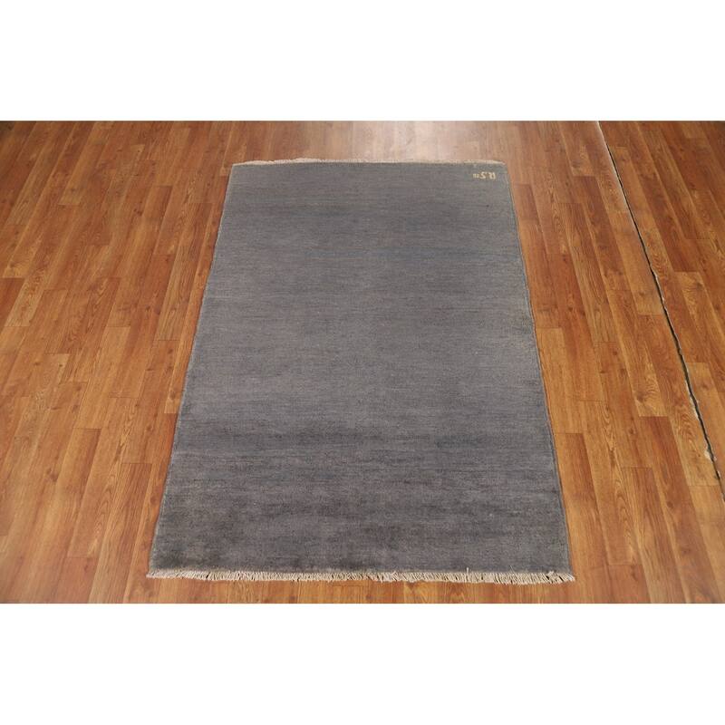 Gray & Blue Gabbeh Modern Foyer Rug Handmade Wool Carpet - 3'5"x 4'10"