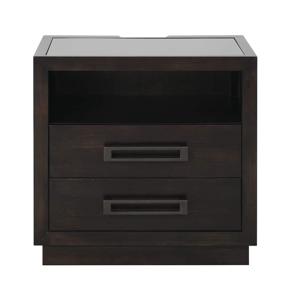 1pc Nightstand of 2x Drawers LED Light