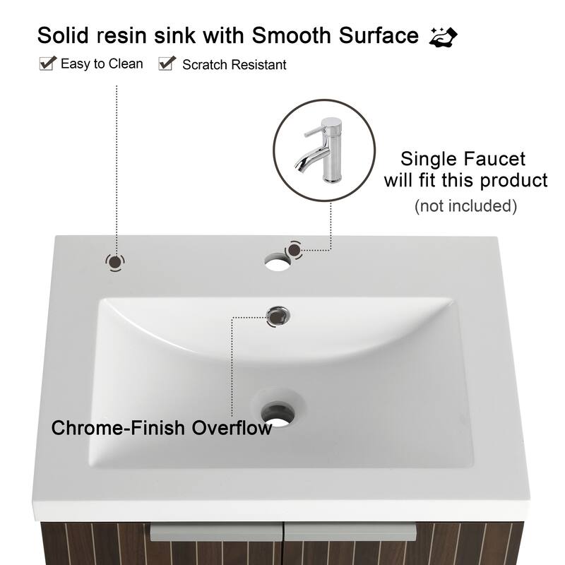 Malwee 24"/30"/36"/48" Bathroom Vanity with Sink, Floating Bathroom Vanity with Soft Close Door