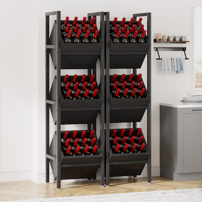 3 Tier Freestanding Floor Wooden Wine Rack